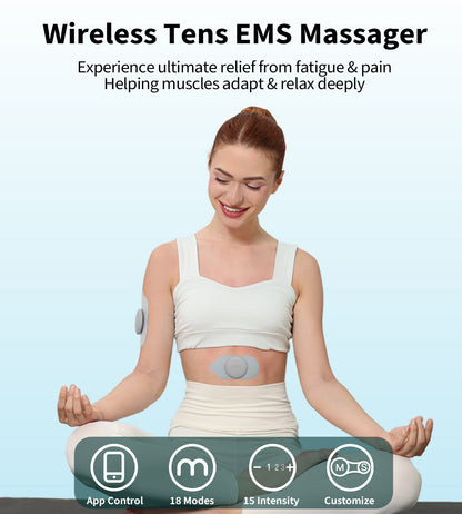 Mooyee M2 Wireless Tens Unit for Pain Relief, 18 Modes Smart APP Tens Massager for Back, Neck, Shoulder, Sciatica Pain Relief and Muscle Recovery(Grey)