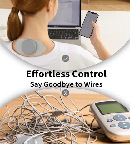 Mooyee M2 Wireless Tens Unit for Pain Relief, 18 Modes Smart APP Tens Massager for Back, Neck, Shoulder, Sciatica Pain Relief and Muscle Recovery(Grey)